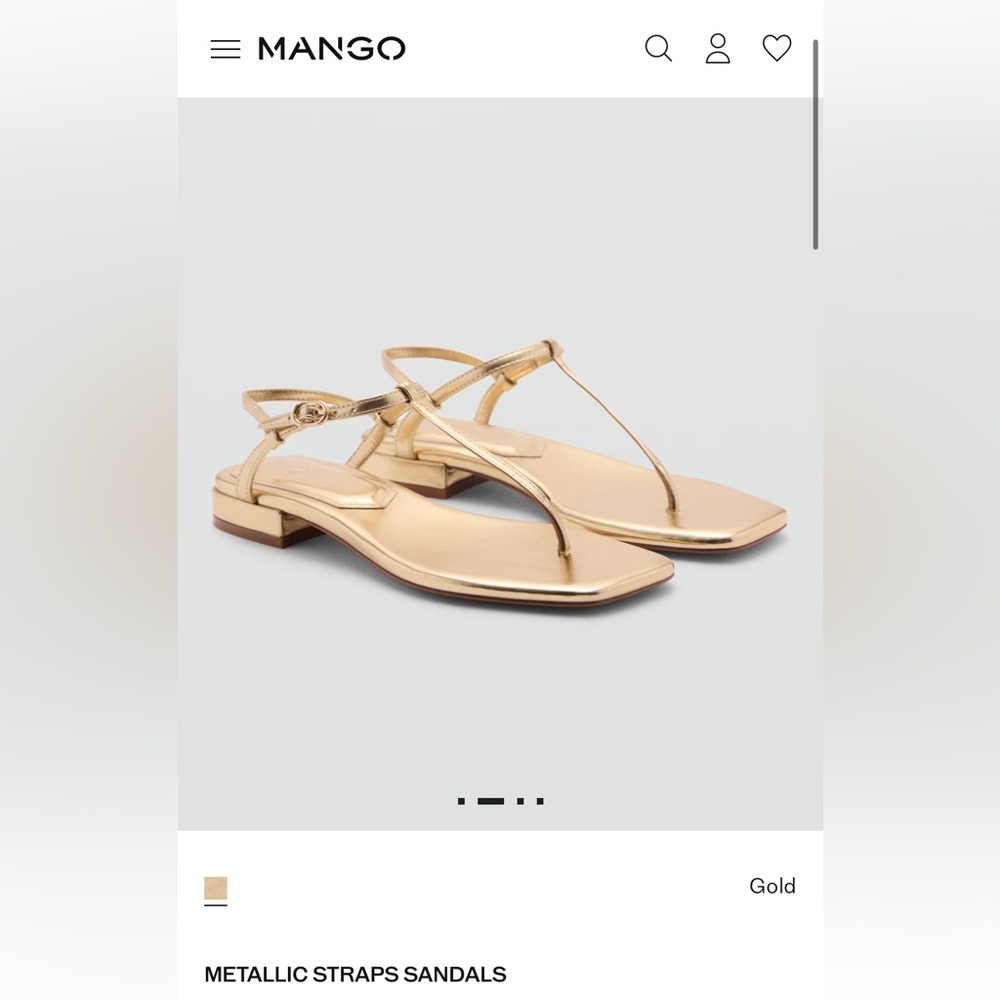 Mango METALLIC STRAPS SANDALS gold size 9